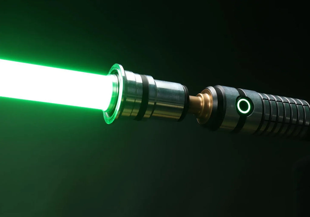 Custom Luke Skywalker-inspired neopixel lightsaber with a thin neck and green blade