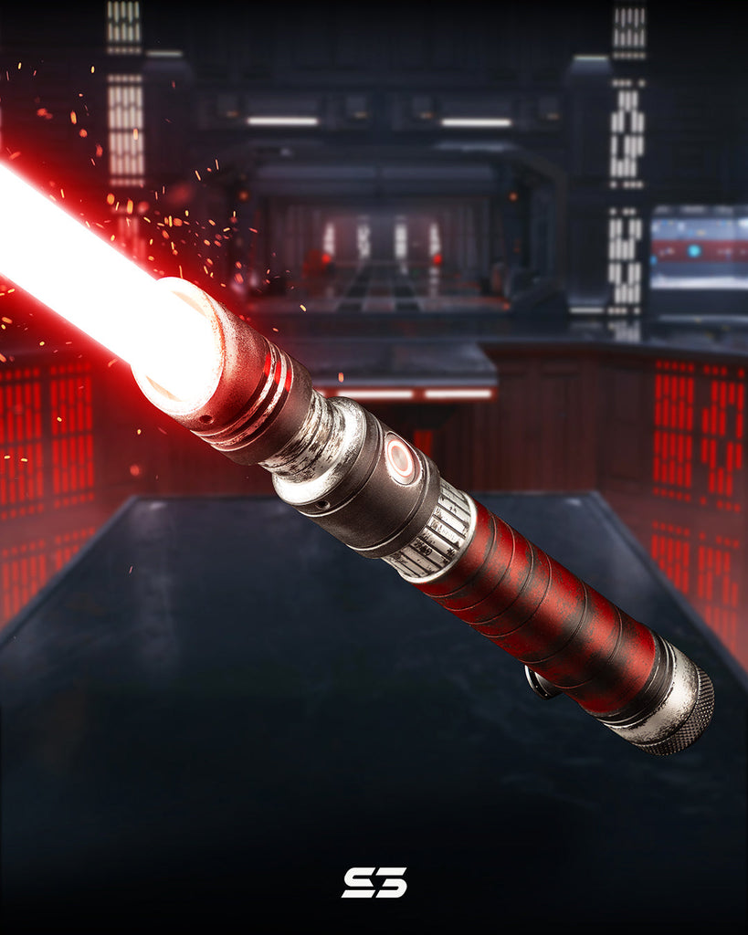 Darth Vader-inspired custom neopixel lightsaber with a red blade