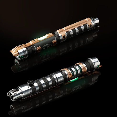 Sabertrio Artalus Mirrored Silver Black Custom Neopixel lightsaber. No Blade.