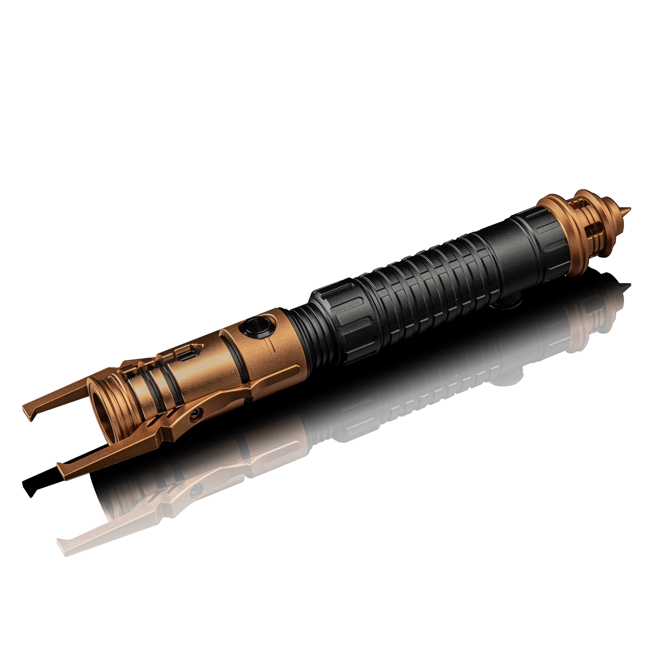 Daemos custom lightsaber with Neopixel technology and emitter prongs