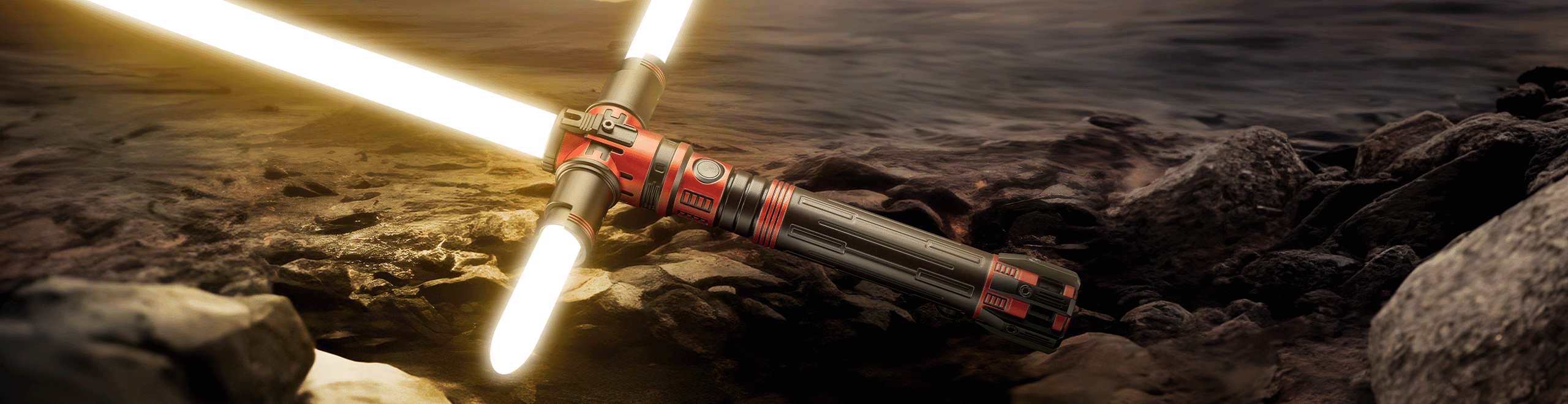 Krosgaard custom lightsaber with Neopixel technology and iconic side blades