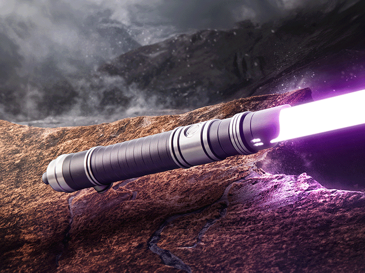 Mirah custom lightsaber with unique design and Neopixel technology