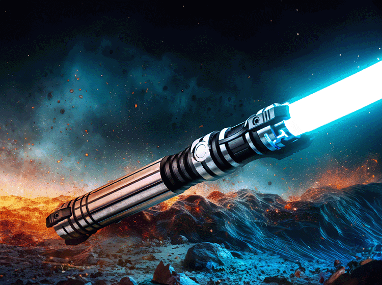 Reaver custom lightsaber with Neopixel technology, duel-ready, and customizable hilt design