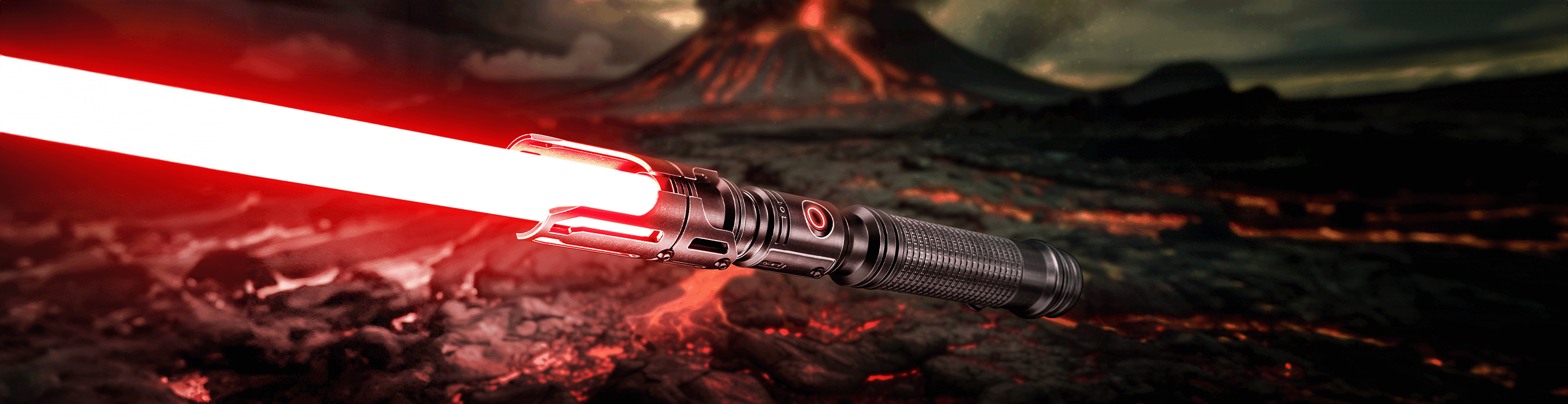 Senza custom lightsaber with Neopixel technology and swappable emitter shrouds