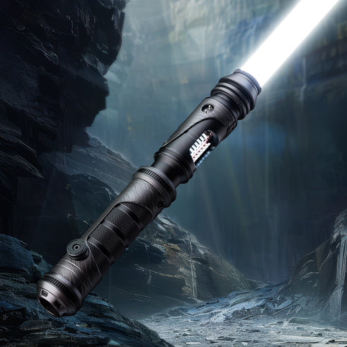 Sabertrio Solarien “Shadow Beskar” Legendary Neopixel lightsaber from the Ready To Ship collection. Glamshot1.