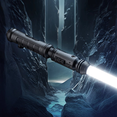 Sabertrio Solarien “Shadow Beskar” Legendary Neopixel lightsaber from the Ready To Ship collection. Glamshot2.