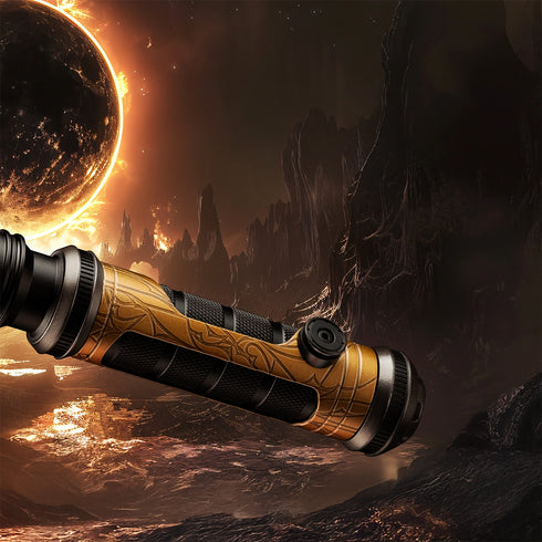 Sabertrio Solarien “Umral Genesis” Legendary Neopixel lightsaber from the Ready To Ship collection. Glamshot3.