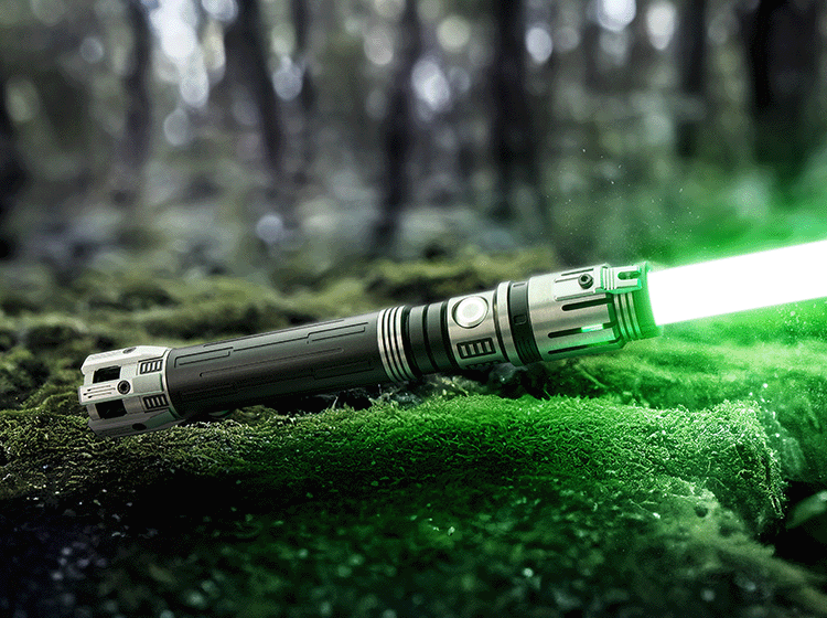 Sologaard custom lightsaber with Neopixel technology and twelve machined pieces
