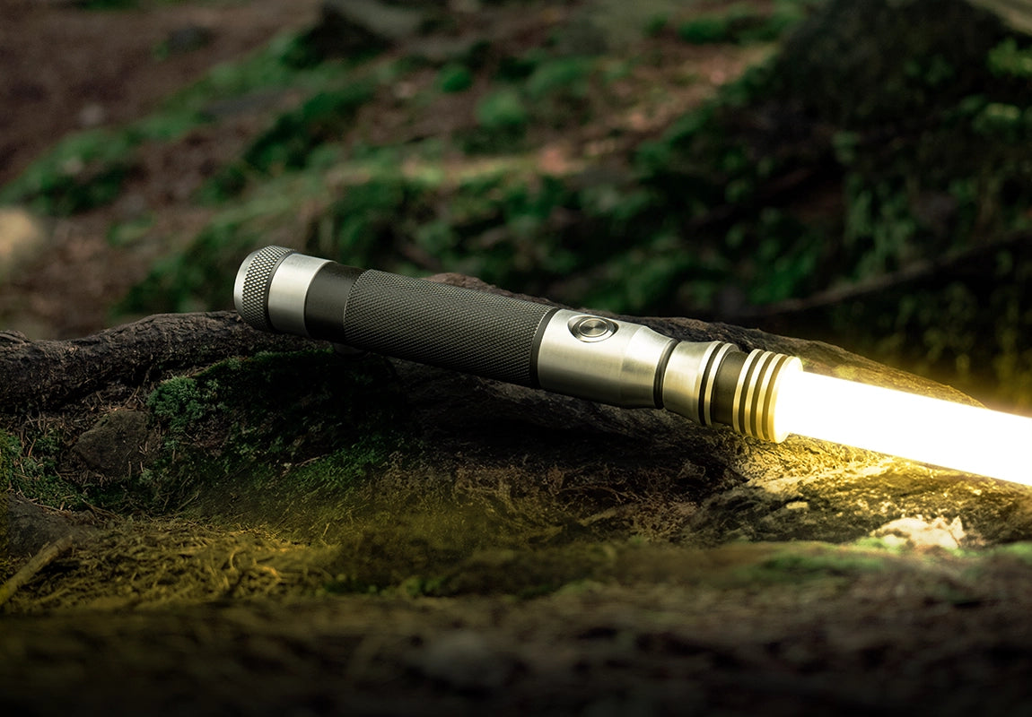 Custom lightsaber with personalized hilt and Neopixel blade for advanced customization
