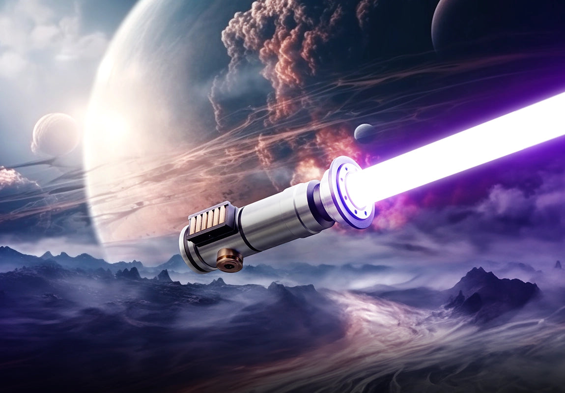 Custom lightsaber with personalized hilt and Neopixel blade for advanced customization
