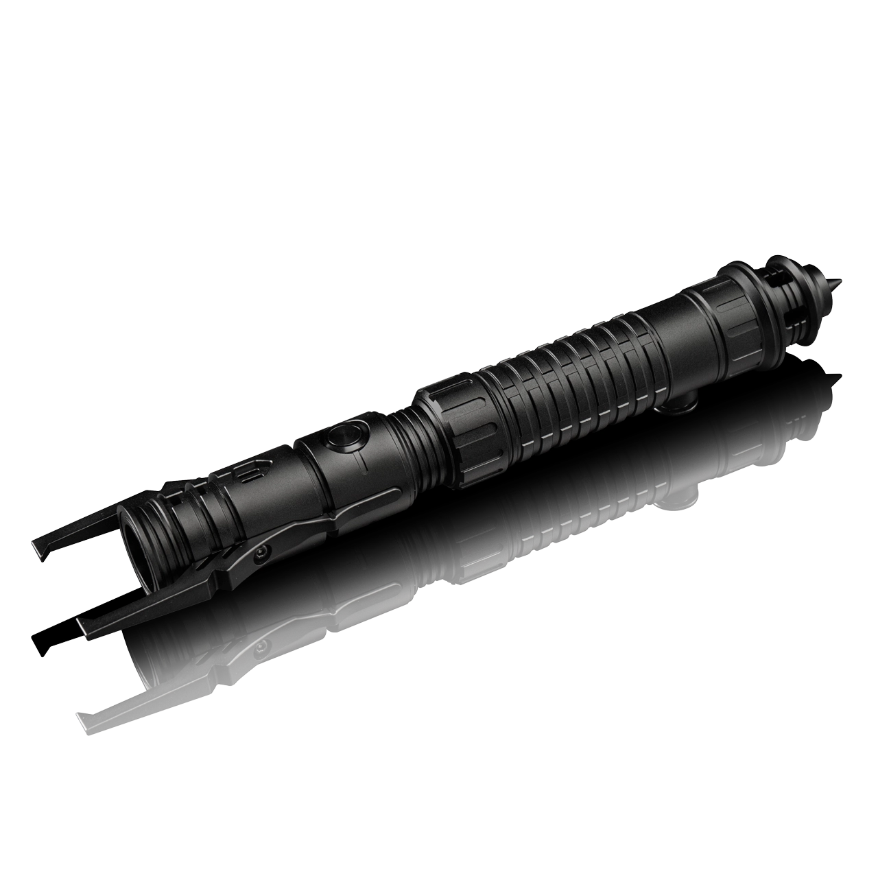 Daemos custom lightsaber with Neopixel technology and emitter prongs