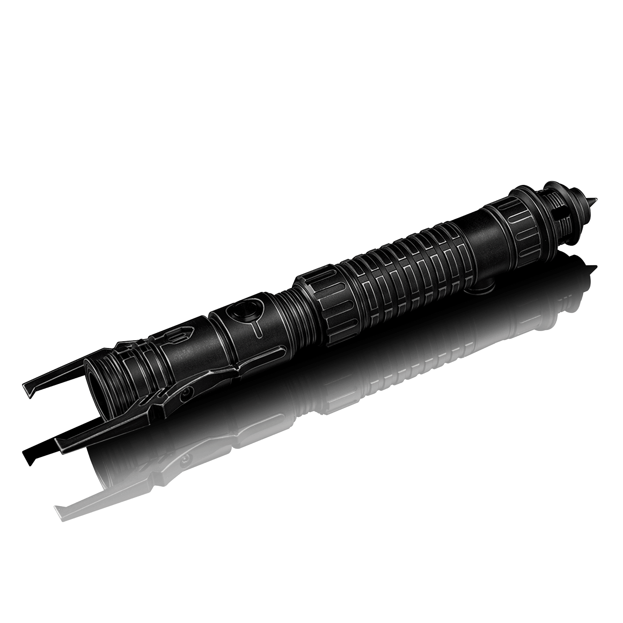 Daemos custom lightsaber with Neopixel technology and emitter prongs