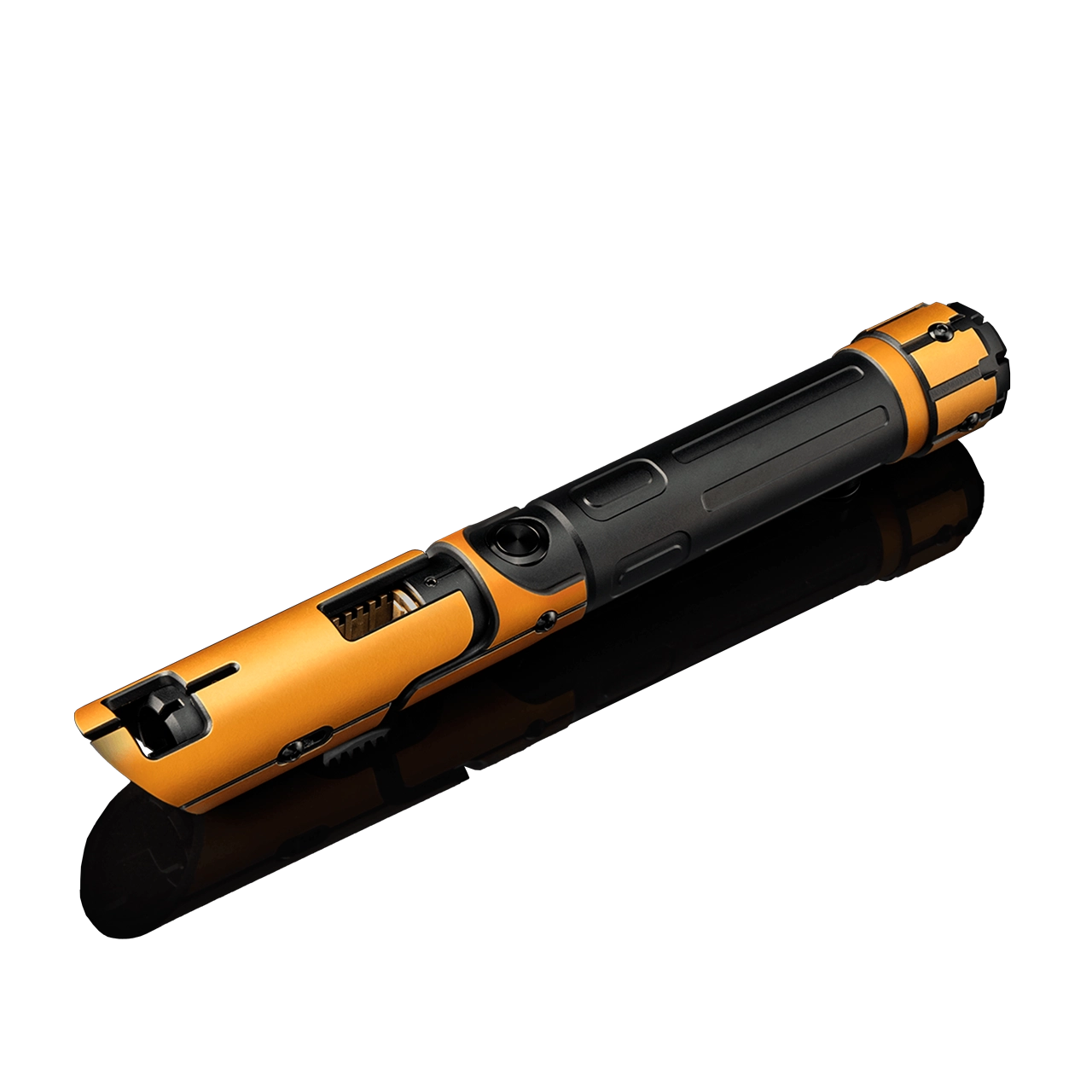 Korvus custom lightsaber with exposed crystal chamber and Neopixel technology