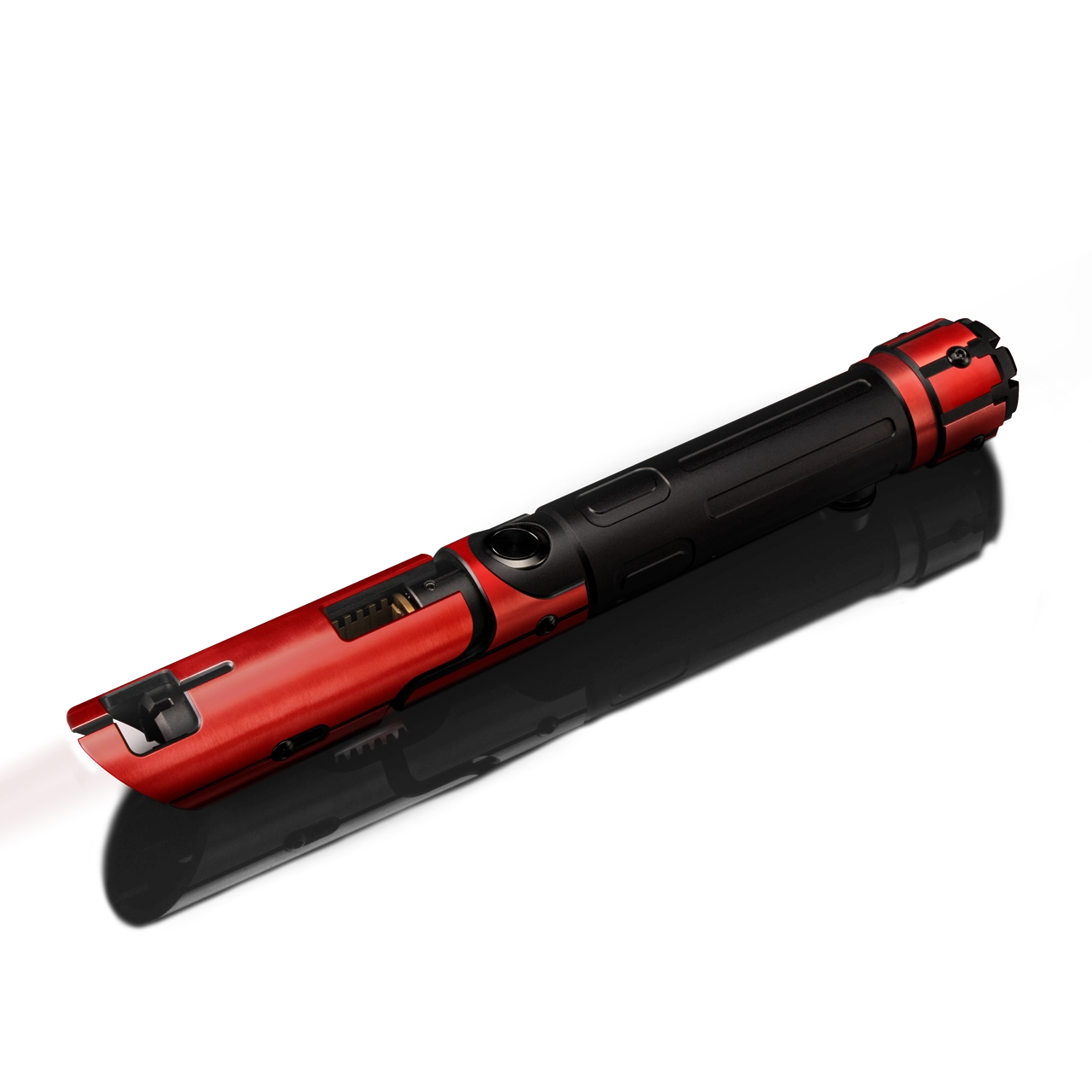 Korvus custom lightsaber with exposed crystal chamber and Neopixel technology