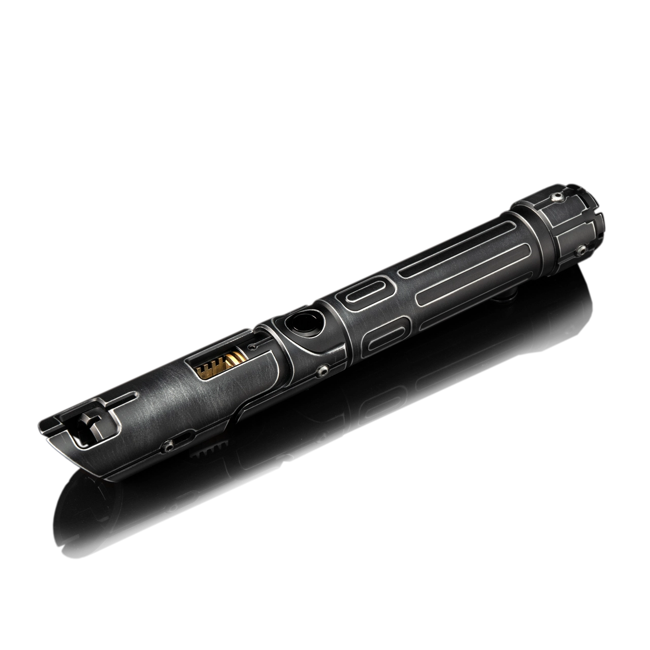 Korvus custom lightsaber with exposed crystal chamber and Neopixel technology