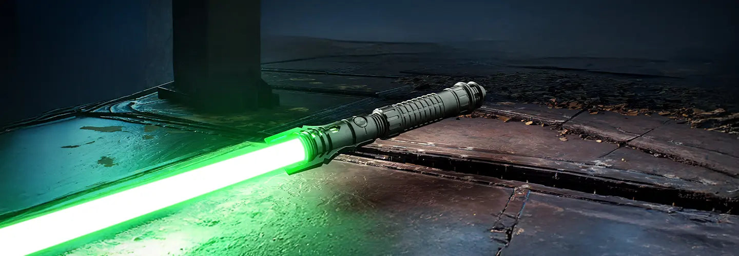 Daemos custom lightsaber with Neopixel technology and emitter prongs
