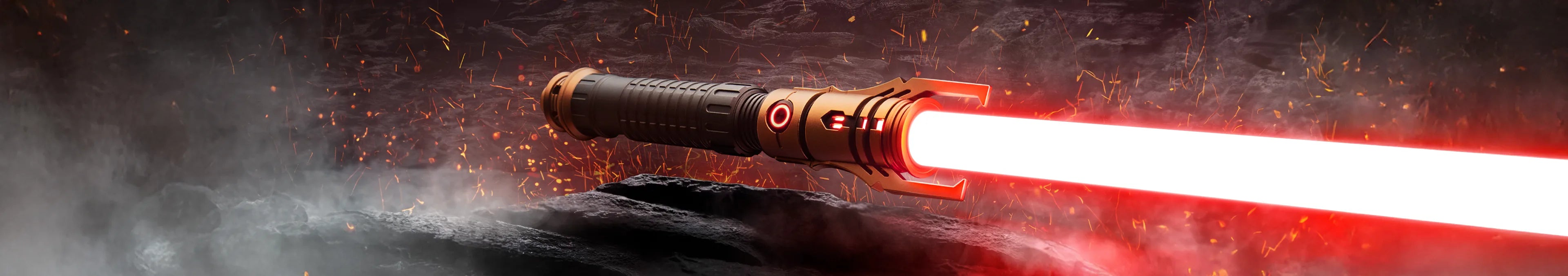 Daemos custom lightsaber with Neopixel technology and emitter prongs
