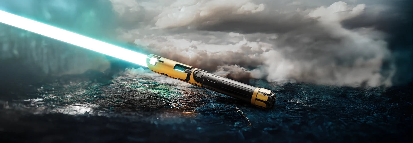 Korvus custom lightsaber with exposed crystal chamber and Neopixel technology