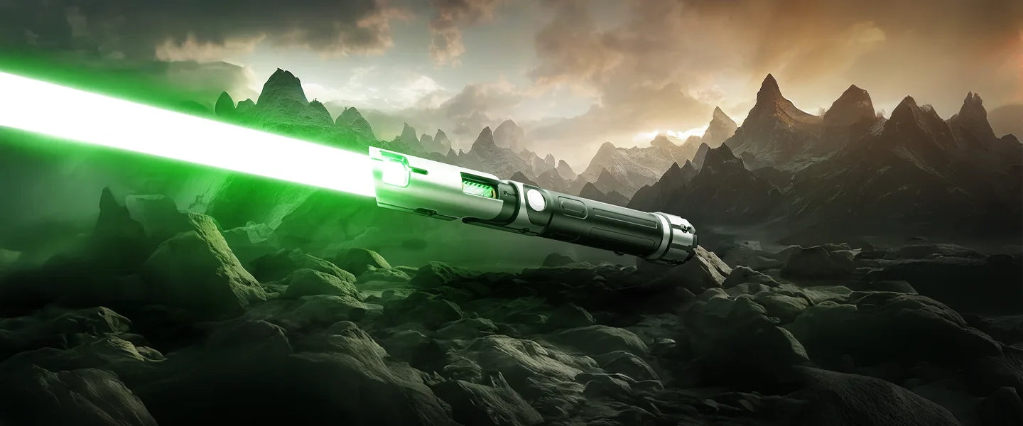 Korvus custom lightsaber with exposed crystal chamber and Neopixel technology