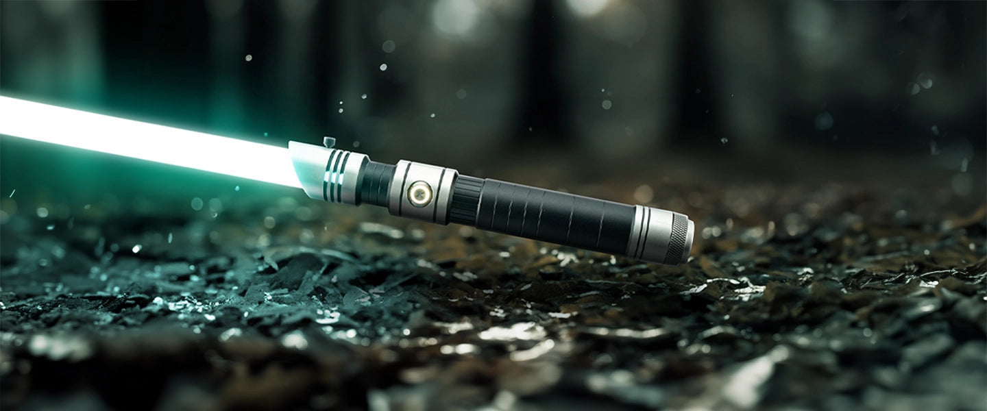 Skylar custom lightsaber with slanted emitter, triple vents, and unique grip design